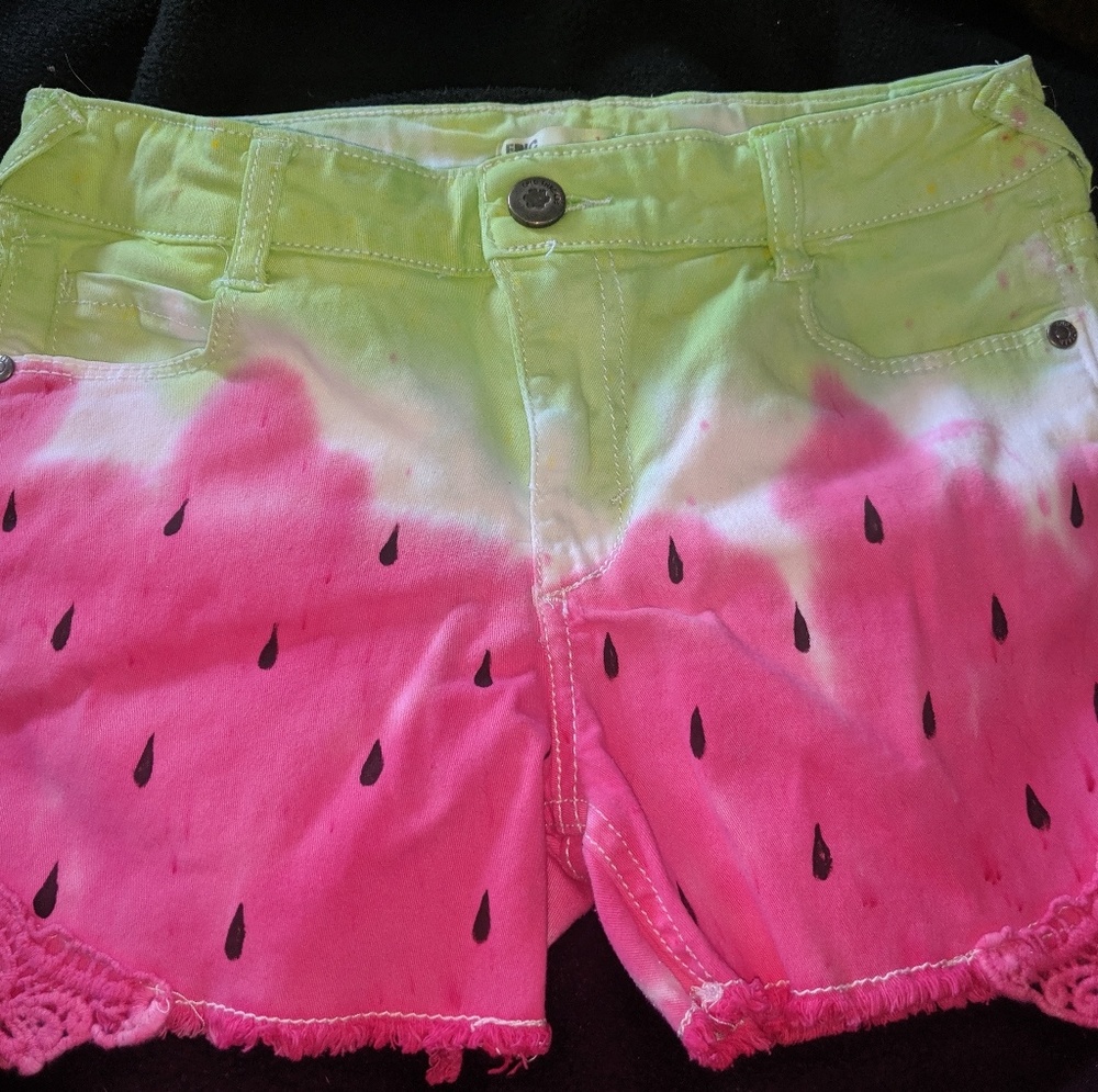 Hand dyed boutique watermelon shorts